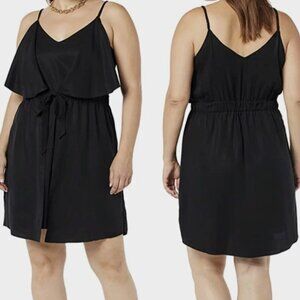 NWT TEREA Women's Elise Double Layer Mini Dress Black Sundress Tencel Summer